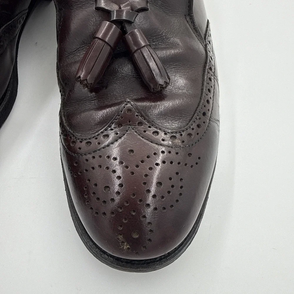 Dexter Mens 10.5 Burgundy Leather‎ Tassel Loafer Shoes Wingtip Brogue Design